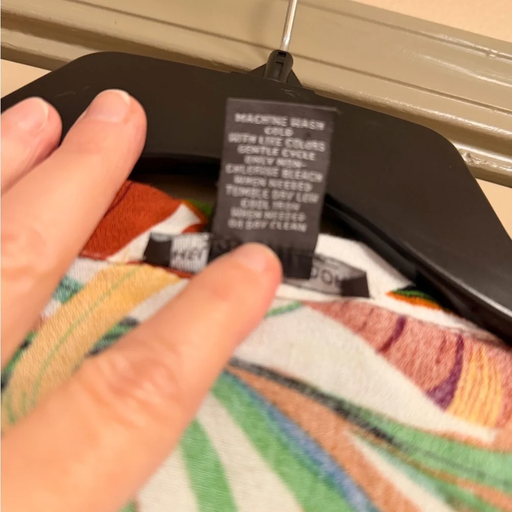 Chelsea & Theodore Size XL Tropical Leaf Print Crop Top Green Blue Rust Yellow - Picture 4 of 6